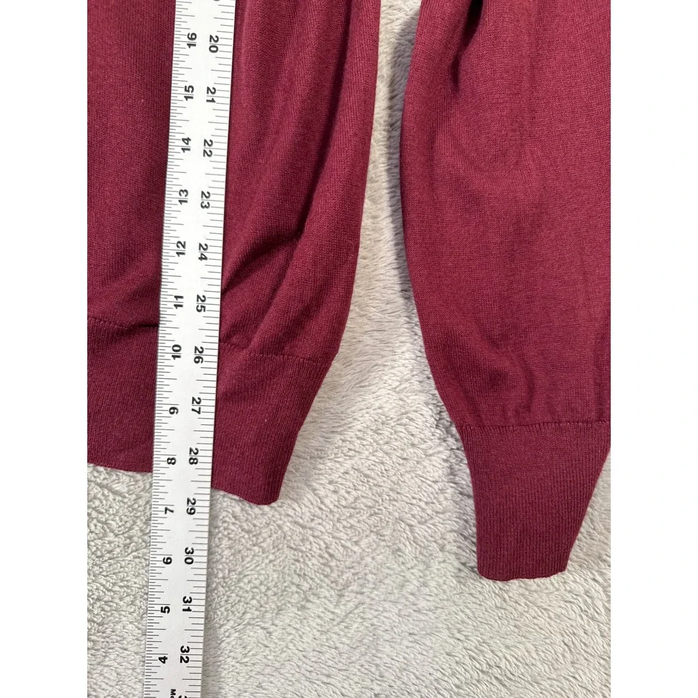 Banana Republic Luxury Blend Mens L Burgundy V Neck Sweater Silk Cashmere‎ Blend